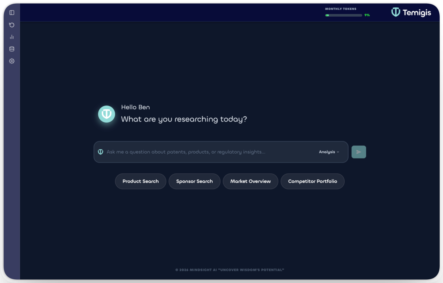 Temigis platform — AI-powered life sciences intelligence interface